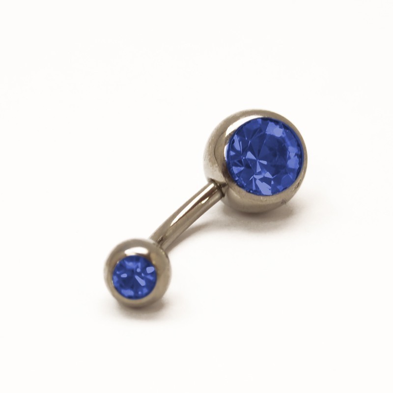 Navel de Titanio con doble piedra