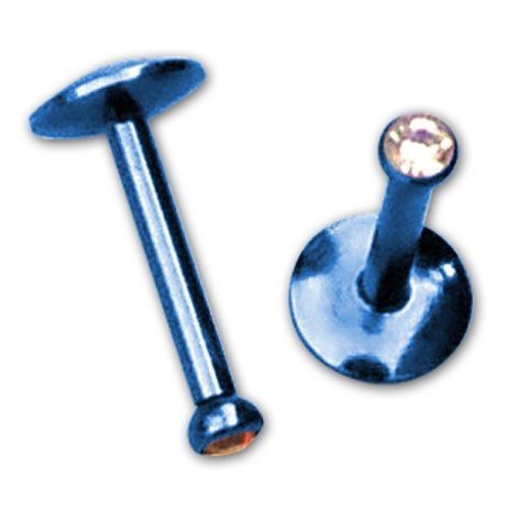 Labret madonna anodizado Azul con piedra