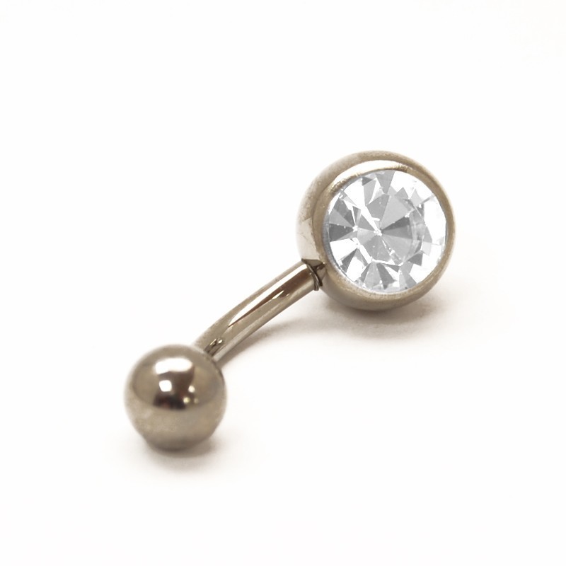 Titanium navel with a stone