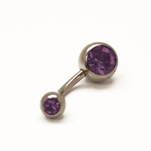 Titanium navel with double stone