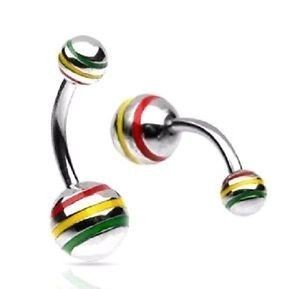 [NVL020-10-5/8] Navel with rasta balls 1.6 mm.