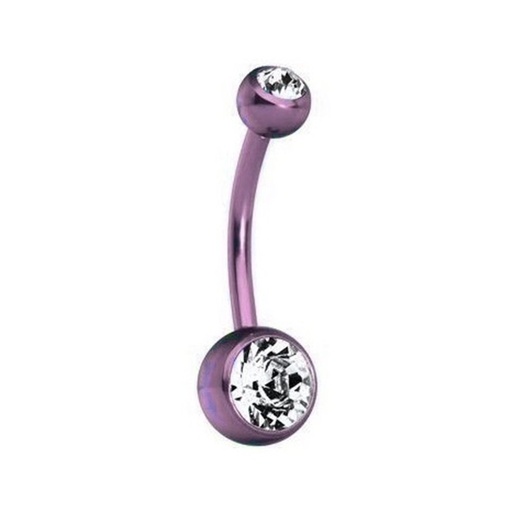 Titanium navel in colors with double white stone